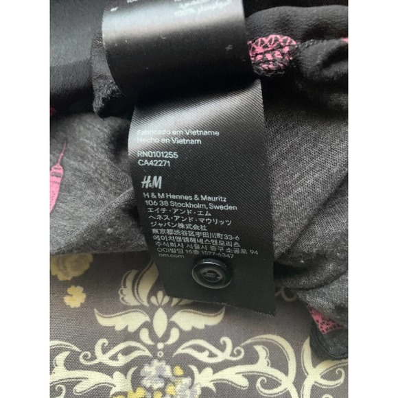 Eiffel Tower Print Paris Pink H&M Black Sleeveless Button Down Blouse Top Small - Picture 7 of 7